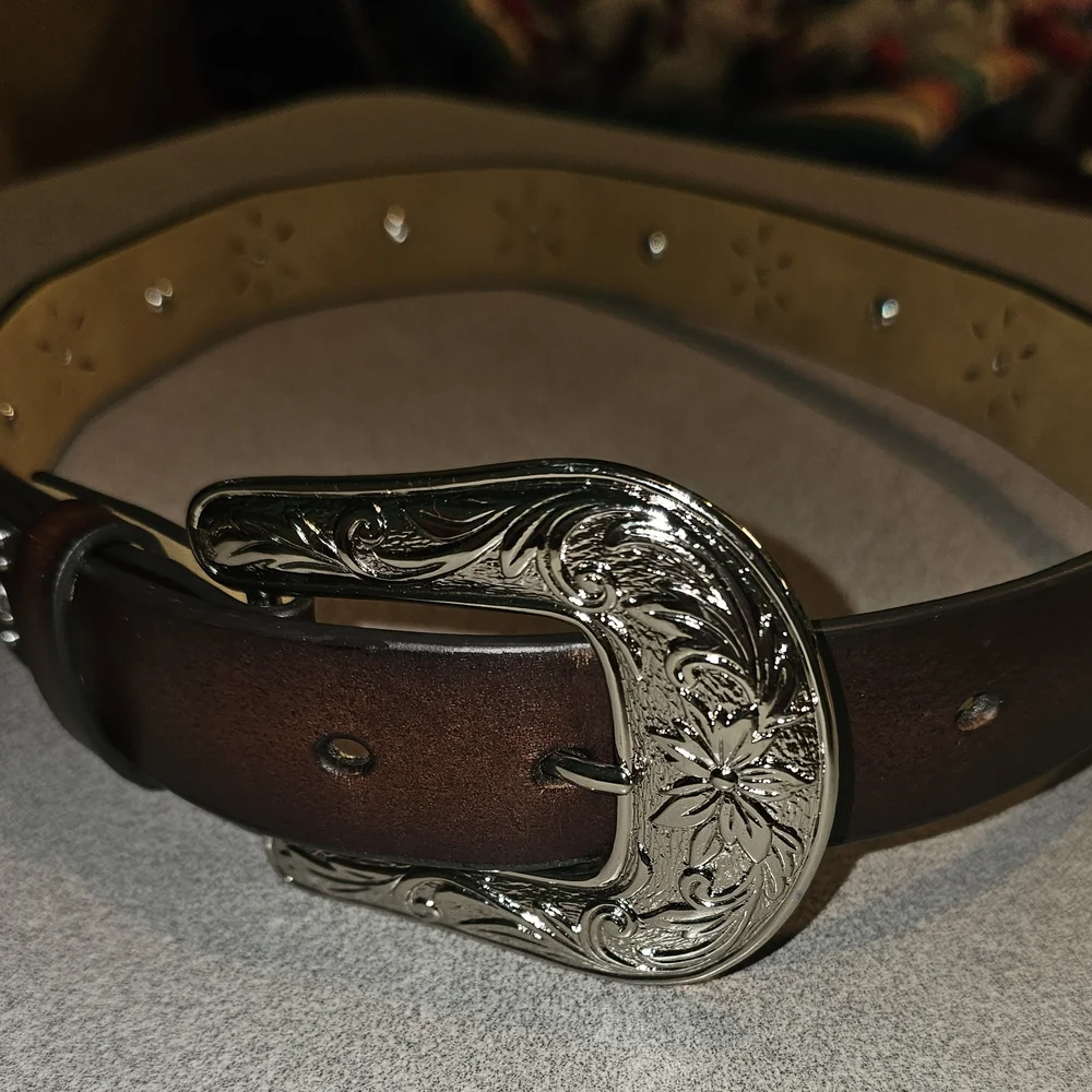 Ariat Kids Brown Belt with Silver Buckle Has Silver Horse And Star Embellishment